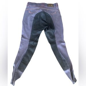 HKM Pro Team Full Seat Riding Breeches Size EU 84 12/14 Red/White Topstitching